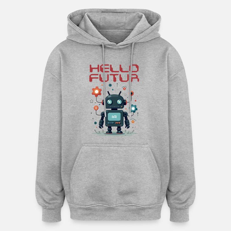 Hallo Future Character von Helfspawn - Oversized Unisex Hoodie - Grau meliert