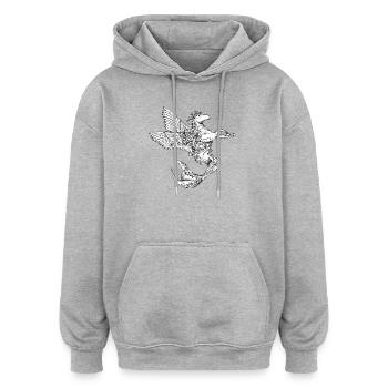 Cheval fantastique avec des ailes et une queue de poisson - Sweat à capuche oversize unisexe - gris chiné - Devant - Noah (186cm)