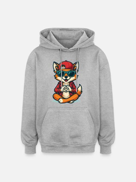 Foxy Love Vibes - Oversized Unisex Hoodie - heather grey