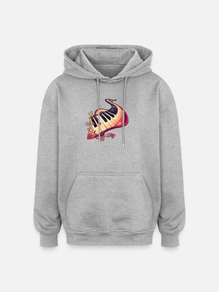 Elegance in motion: the curved piano - Oversized Unisex Hoodie - heather grey