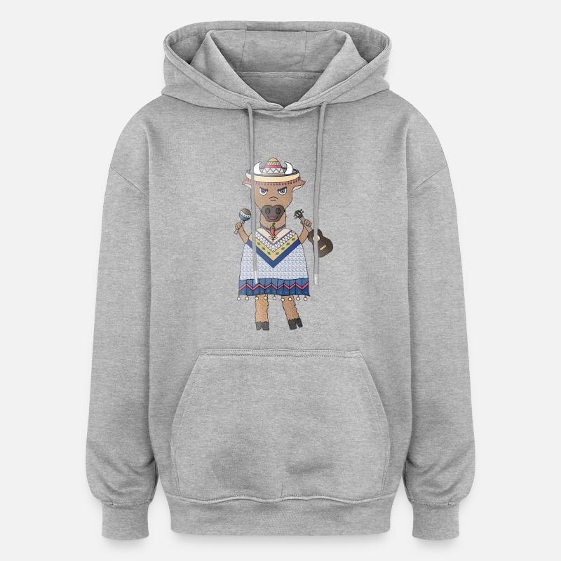 Stier Samba Rhythmus im Blut - Oversized Unisex Hoodie - Grau meliert