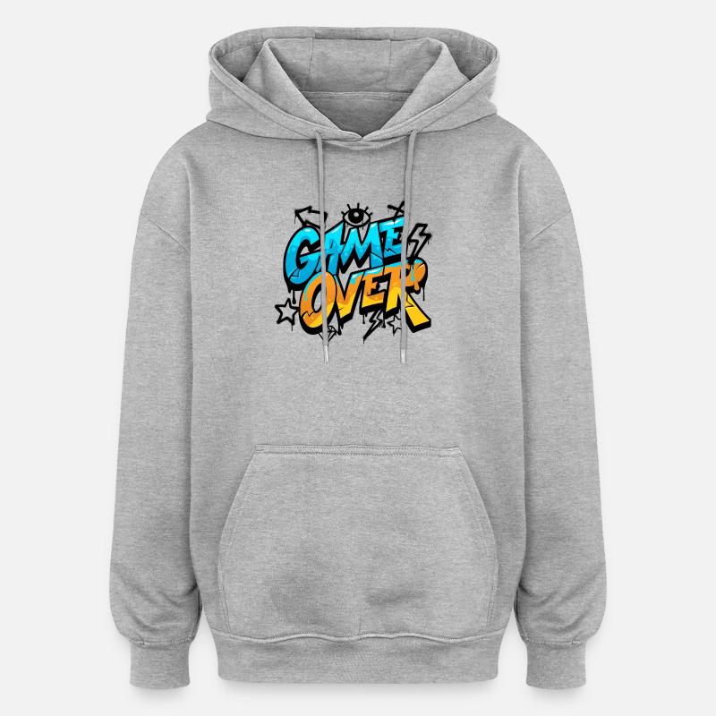 Game Over Conception de style graffiti - Sweat à capuche oversize unisexe - gris chiné