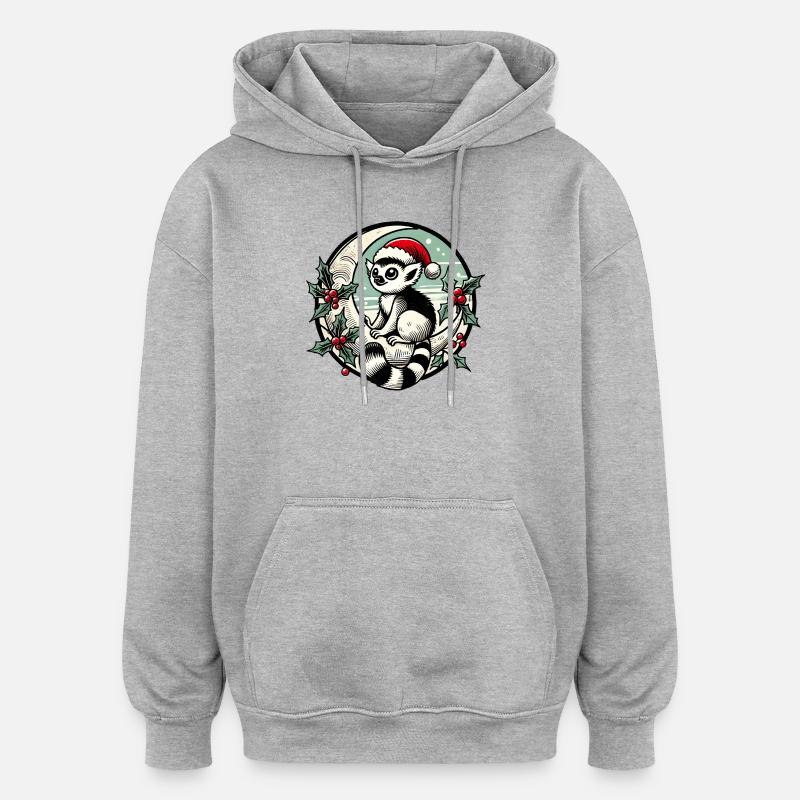 Père Noël raton laveur festif - Sweat à capuche oversize unisexe - gris chiné