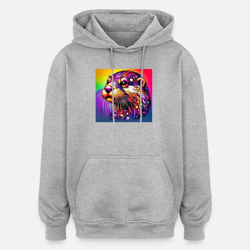 loutre - Sweat à capuche oversize unisexe - gris chiné