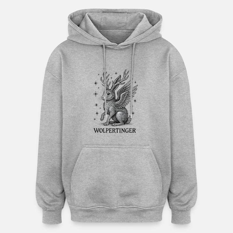 Créature mythique - Le Wolpertinger - Sweat à capuche oversize unisexe - gris chiné