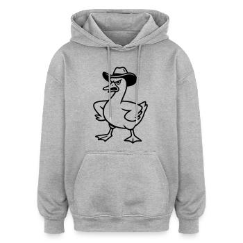 Lustige wütende Gans mit Cowboyhut - Oversized Unisex Hoodie - Grau meliert - Vorne - Noah (186cm)