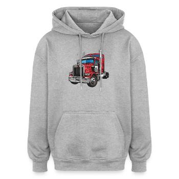 Roter Lastwagen Illustration - Oversized Unisex Hoodie - Grau meliert - Vorne - Noah (186cm)