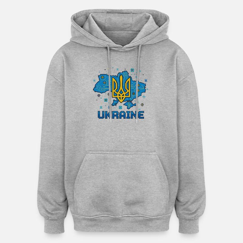 Circuit Ukraine Trident - Sweat à capuche oversize unisexe - gris chiné