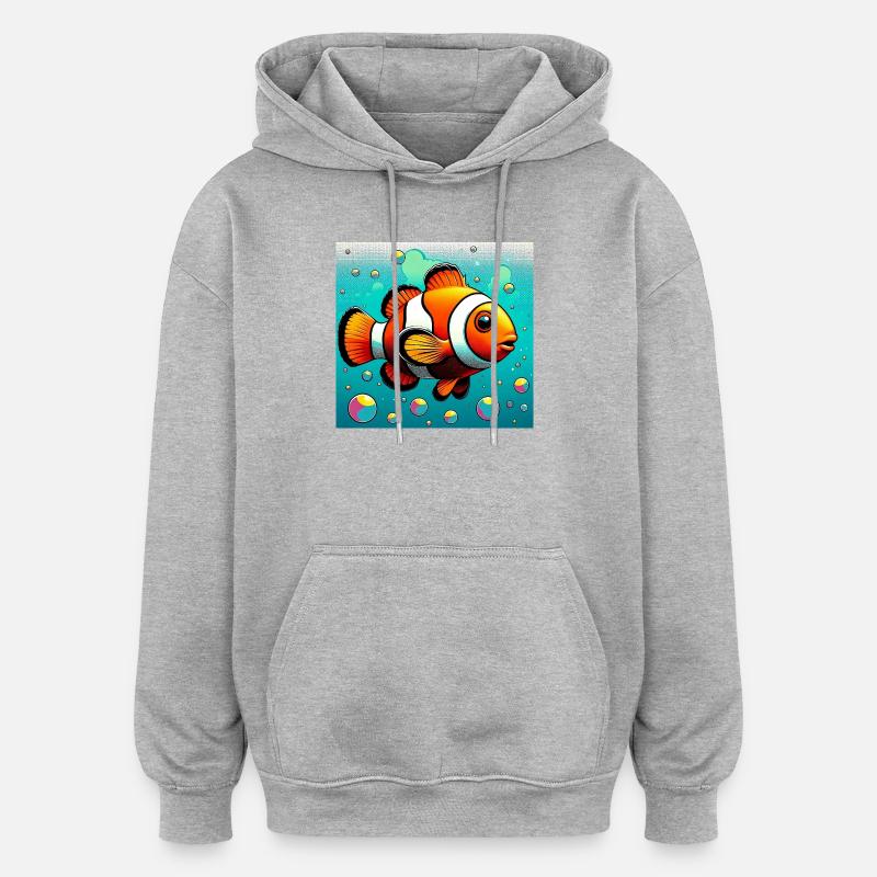 Clownfisch - Oversized Unisex Hoodie - Grau meliert