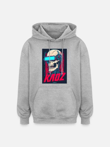 Kaoz Cyber Skull VR Neon - Oversized Unisex Hoodie - heather grey