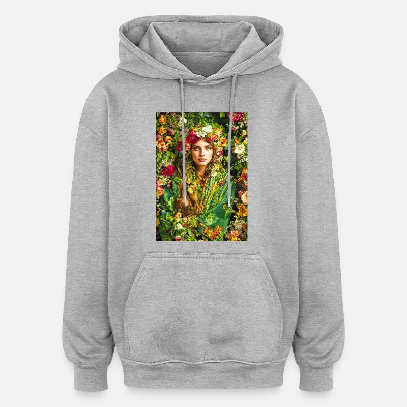 Frühlingsblüte Blumenkrone - Oversized Unisex Hoodie - Grau meliert