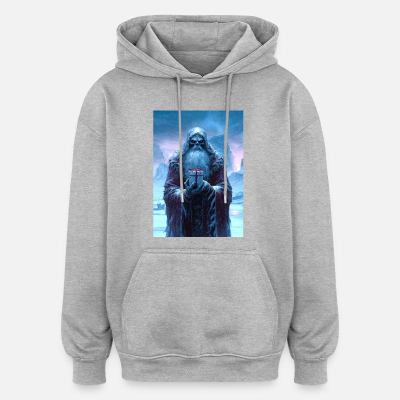 Saint effrayant avec cadeau - Sweat à capuche oversize unisexe - gris chiné