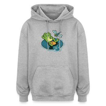 Groove & Lily - Oversized Unisex Hoodie - heather grey - Front - Noah (186cm)