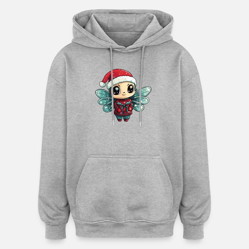 Noël Libellule - Sweat à capuche oversize unisexe - gris chiné