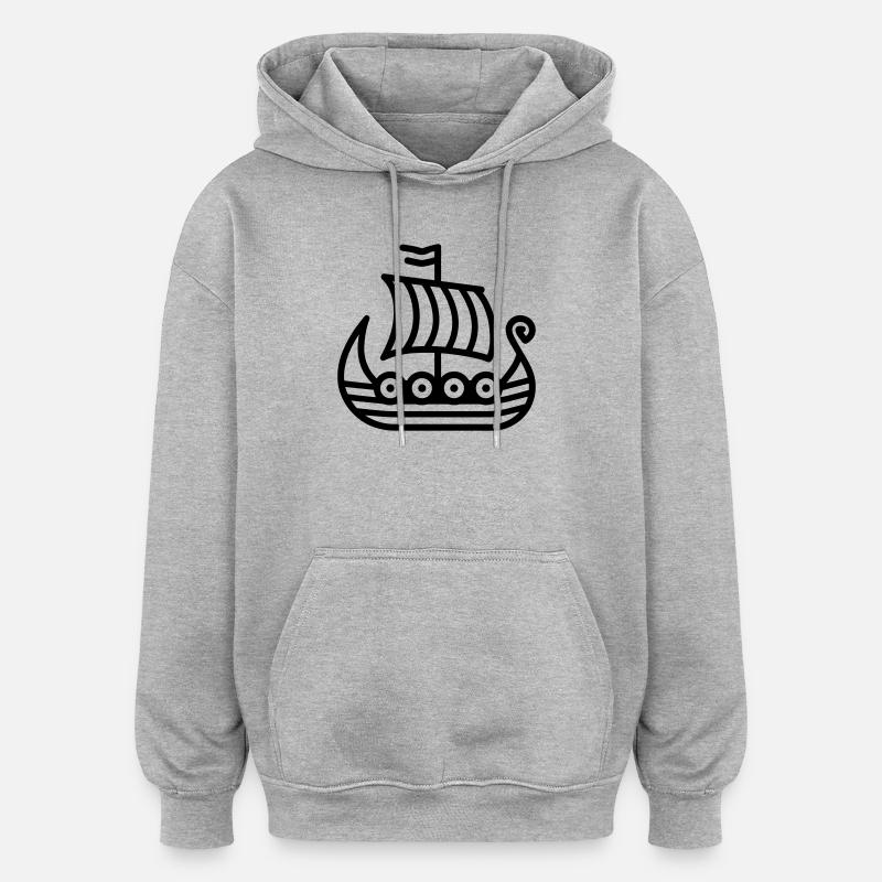 Bateau Viking - Sweat à capuche oversize unisexe - gris chiné