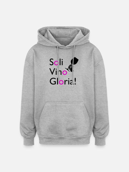 Soli Vino Gloria - Oversized Unisex Hoodie - Grau meliert