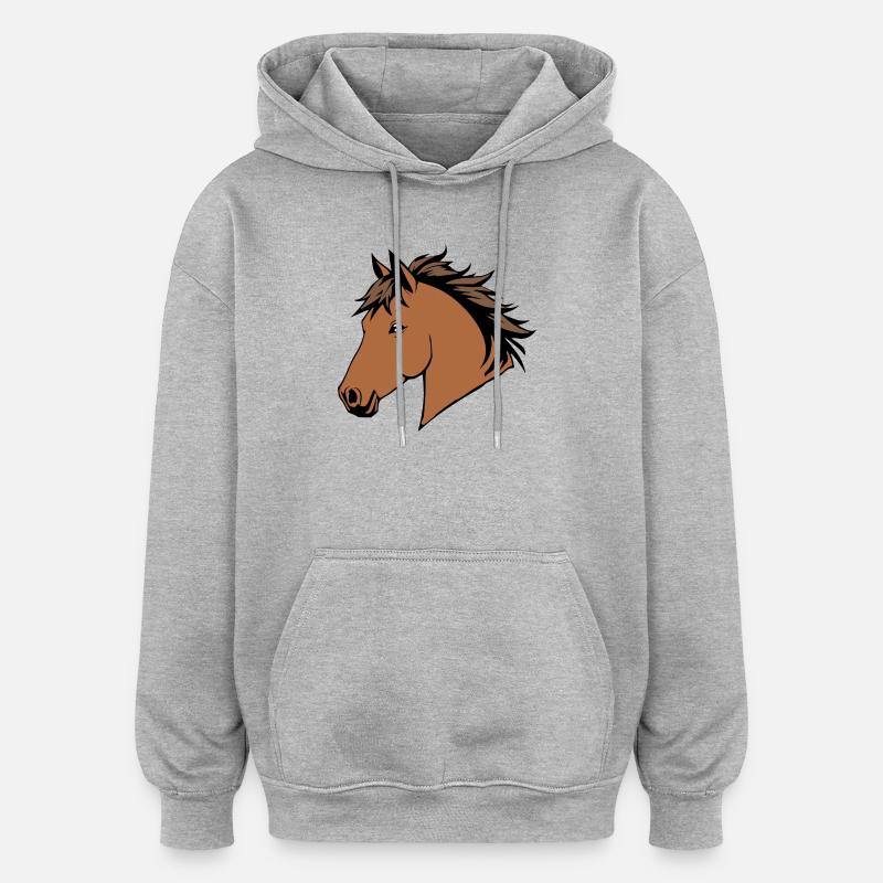 Chevaux T-shirt Cadeau Cavalier - Sweat à capuche oversize unisexe - gris chiné
