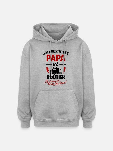 Dad and Truck Driver Gift Idea - Oversized Unisex Hoodie - heather grey
