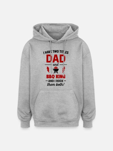 Papa Grillkönig Two titles - Oversized Unisex Hoodie - heather grey