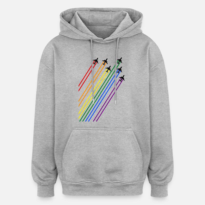 Platanes noirs avec des traînées arc-en-ciel - Sweat à capuche oversize unisexe - gris chiné