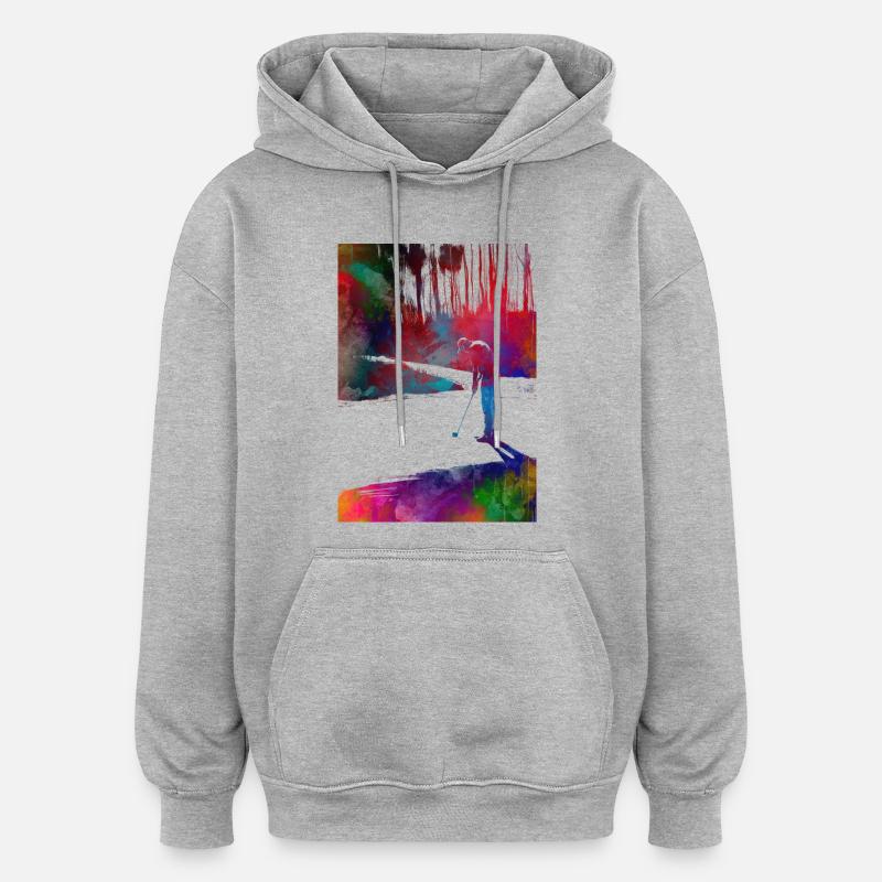 Joueur de golf #golf - Sweat à capuche oversize unisexe - gris chiné