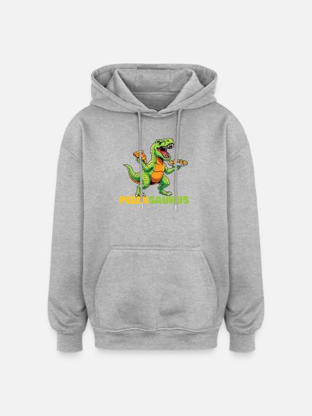 Pizzasaurus Dinosaur Pizza Lover Funny - Oversized Unisex Hoodie - heather grey