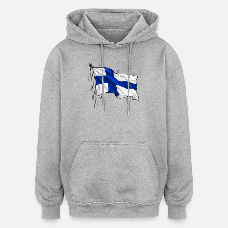 Drapeau de la Finlande - Sweat à capuche oversize unisexe - gris chiné