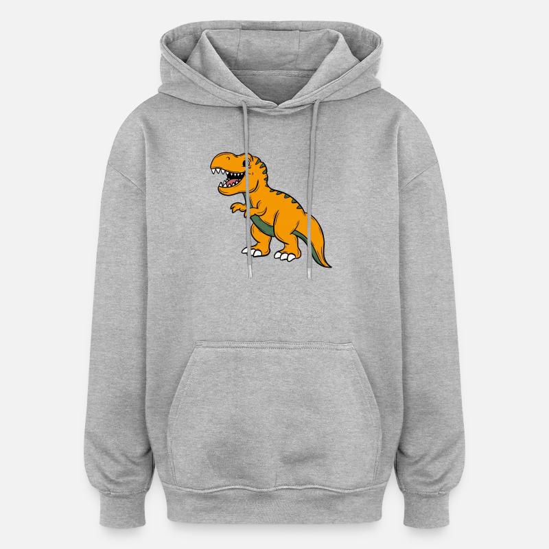 Dino - Sweat à capuche oversize unisexe - gris chiné