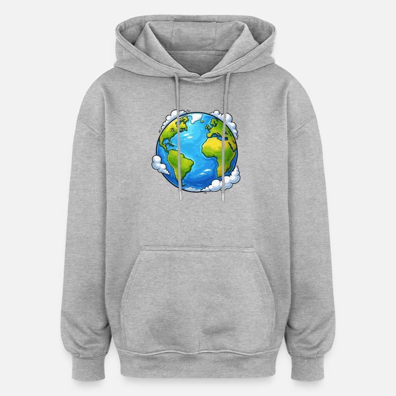 Planète Monde Terrestre - Sweat à capuche oversize unisexe - gris chiné