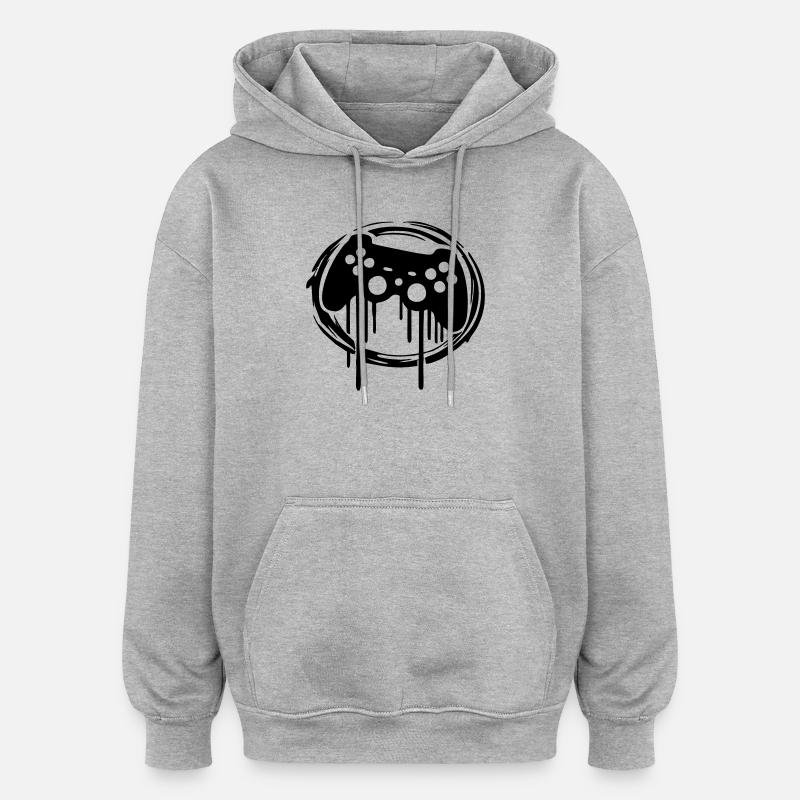 Gaming Controller Circle Pattern - Oversized Unisex Hoodie - heather grey