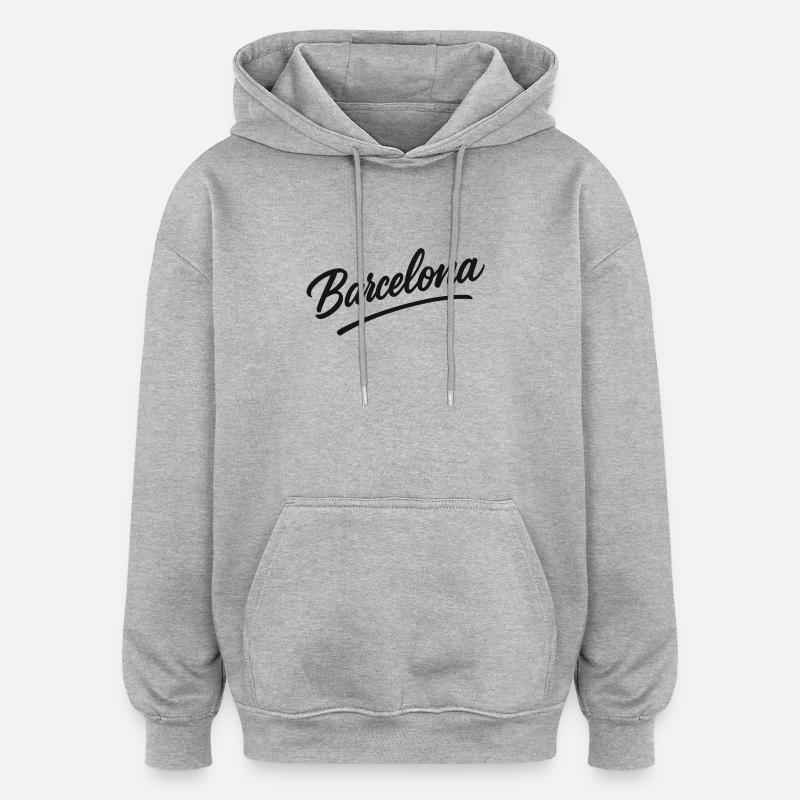 Barcelona Script mit Bogenlinie - Oversized Unisex Hoodie - Grau meliert