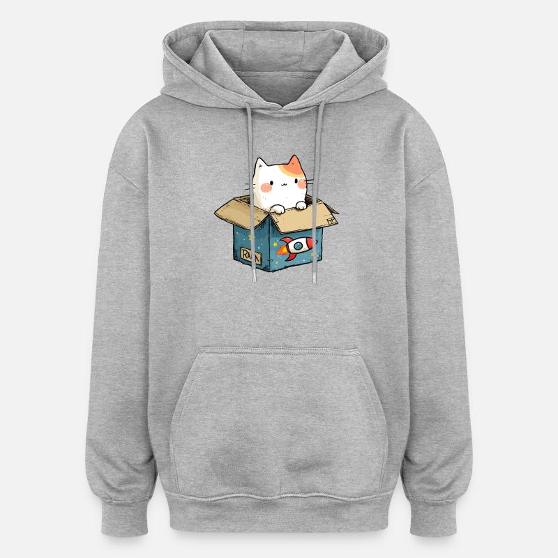 L’espace de jeu du chat - Sweat à capuche oversize unisexe - gris chiné