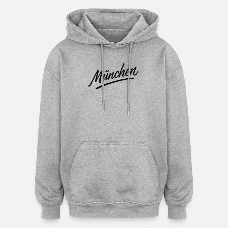 München Script Flair - Oversized Unisex Hoodie - Grau meliert