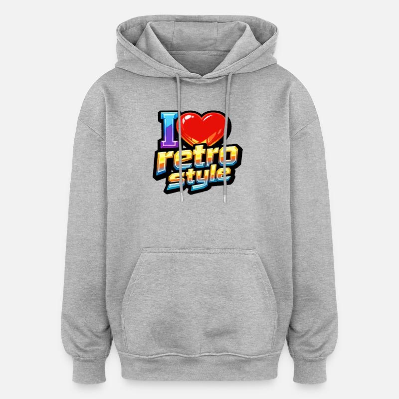 J’adore le style rétro - Sweat à capuche oversize unisexe - gris chiné
