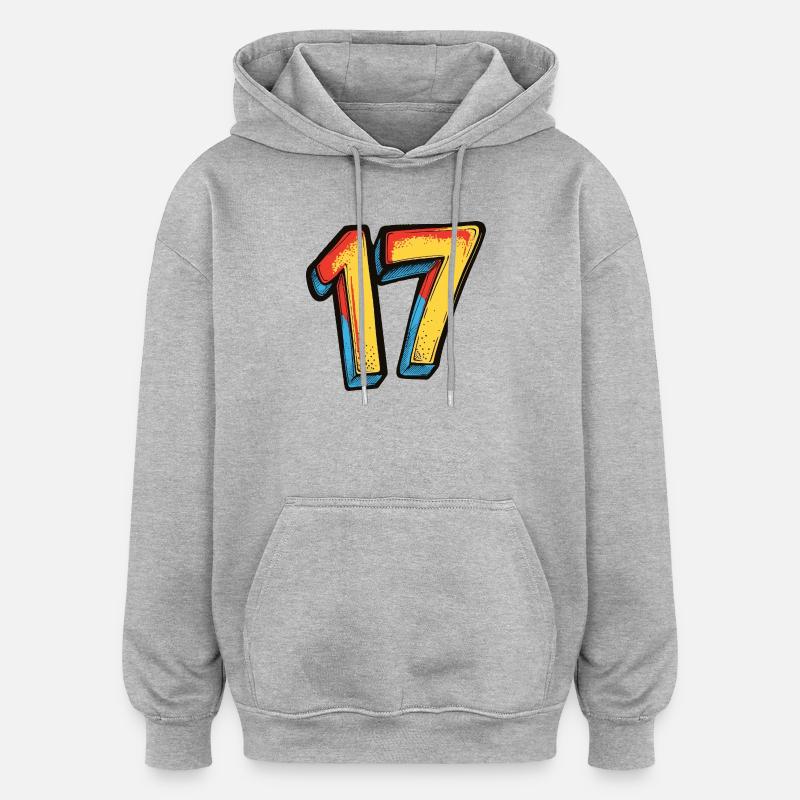 17 Numero Colorato - Felpa con cappuccio unisex oversize - grigio melange