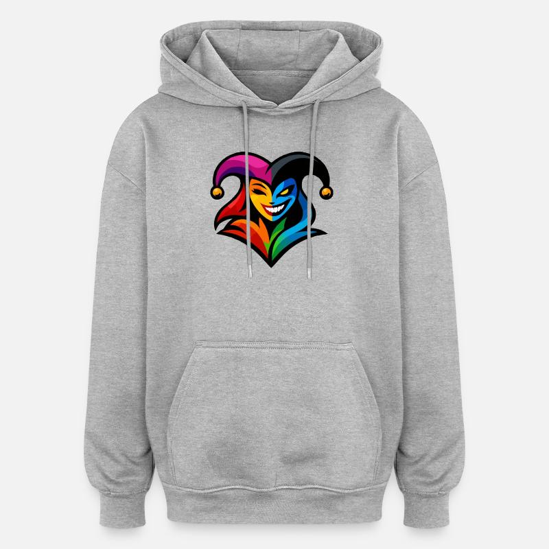 Cœur de Bouffon Joyeux - Sweat à capuche oversize unisexe - gris chiné