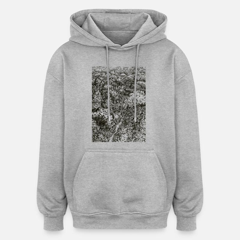 FORÊT À L’AUBE - Sweat à capuche oversize unisexe - gris chiné