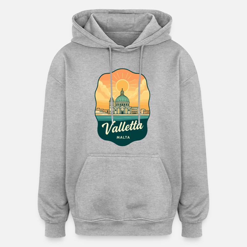 Valletta Malta Retro Sunset Reiseabzeichen - Oversized Unisex Hoodie - Grau meliert