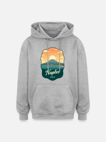 Neapel Mount Vesuvius Retro Reiseabzeichen - Oversized Unisex Hoodie - Grau meliert