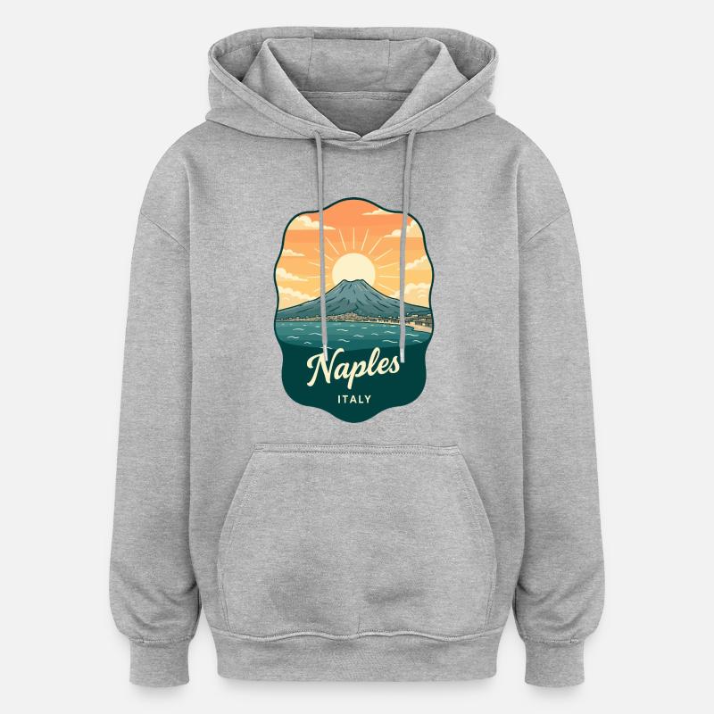 Neapel Mount Vesuvius Retro Reiseabzeichen - Oversized Unisex Hoodie - Grau meliert