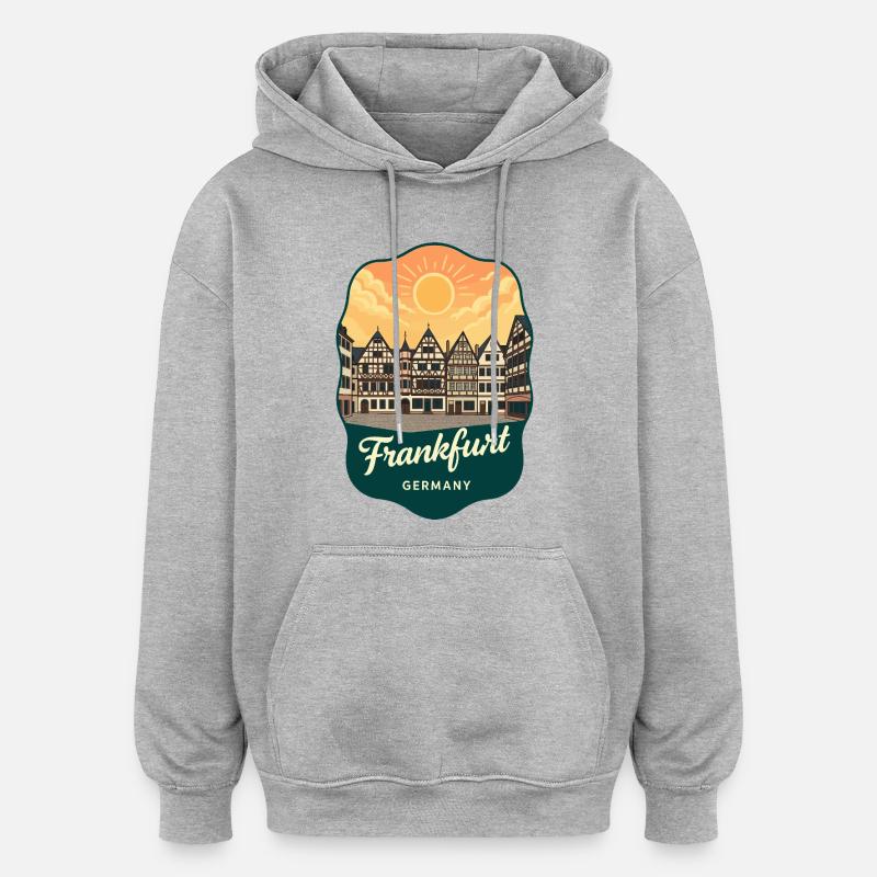 Frankfurt Romer Retro Sunset Reiseabzeichen - Oversized Unisex Hoodie - Grau meliert