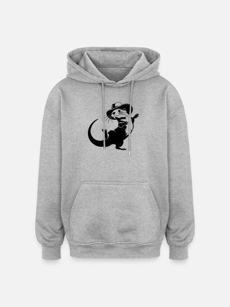 Funny Otter with Hat Cartoon Motif - Oversized Unisex Hoodie - heather grey