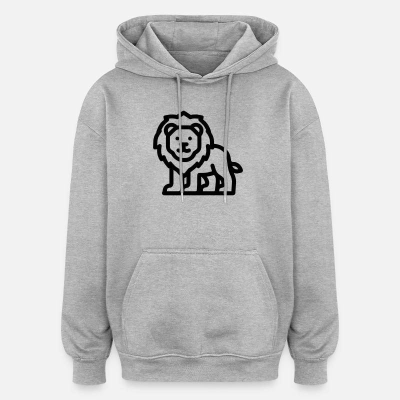 Löwe - Oversized Unisex Hoodie - Grau meliert