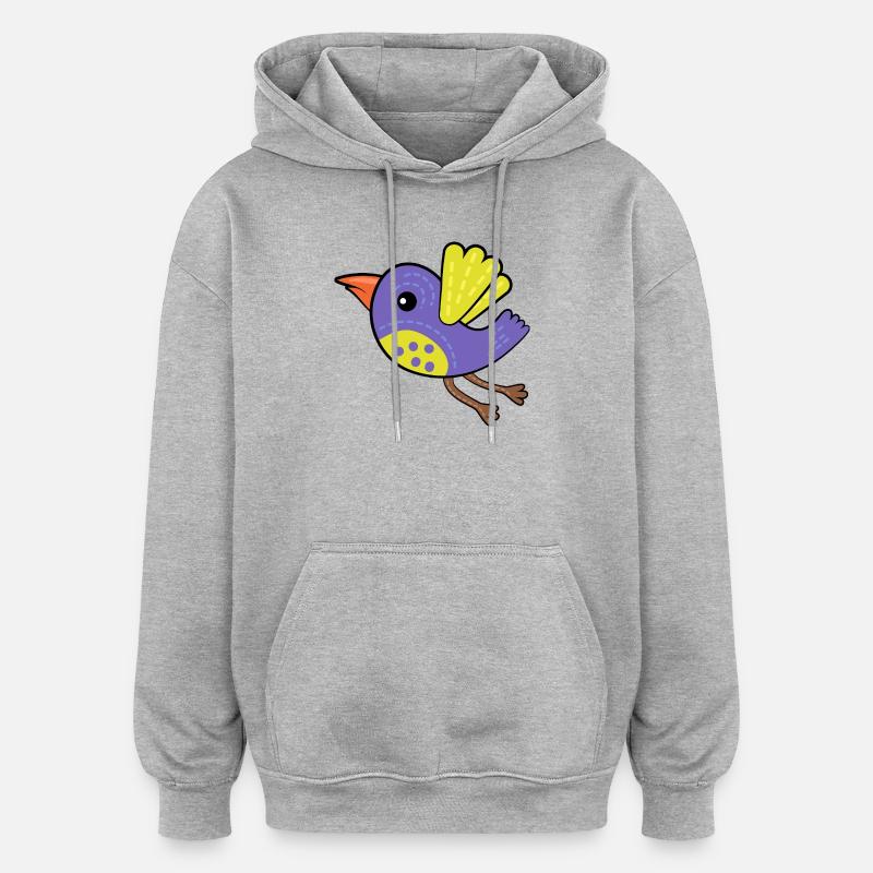 Petit Oiseau Pourpre - Sweat à capuche oversize unisexe - gris chiné