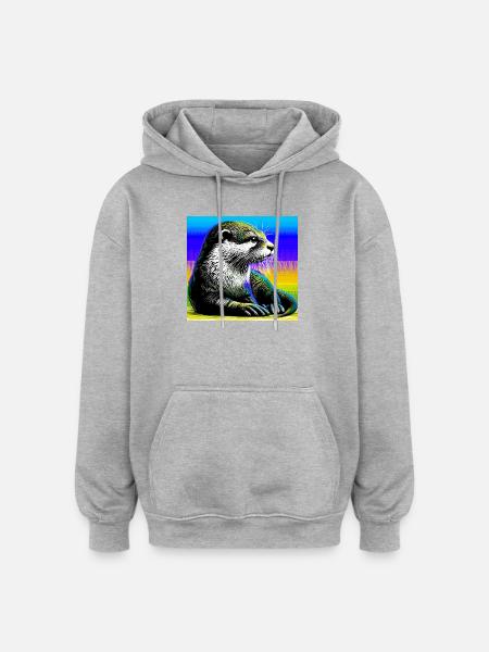 otter - Oversized Unisex Hoodie - heather grey