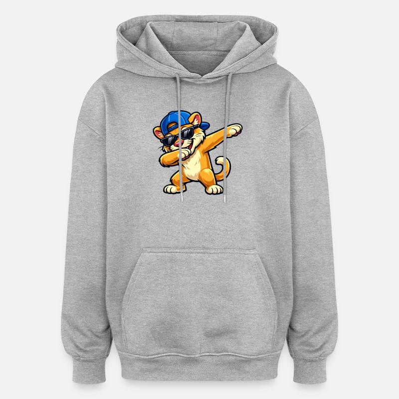 Cougar en train de dabber - Sweat à capuche oversize unisexe - gris chiné