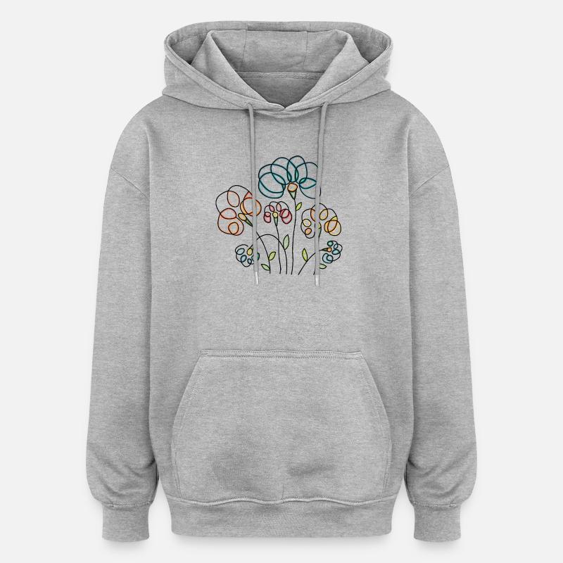 Fleur - Sweat à capuche oversize unisexe - gris chiné