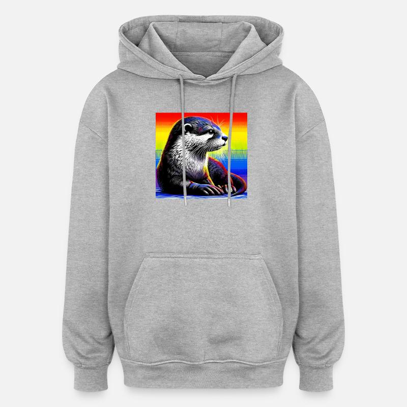 loutre - Sweat à capuche oversize unisexe - gris chiné
