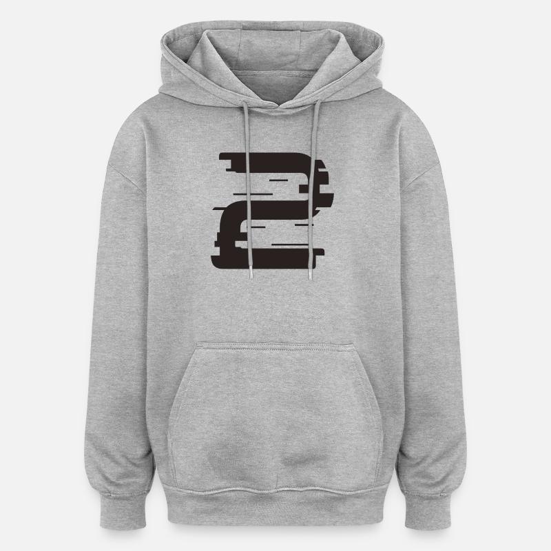 2 - Sweat à capuche oversize unisexe - gris chiné