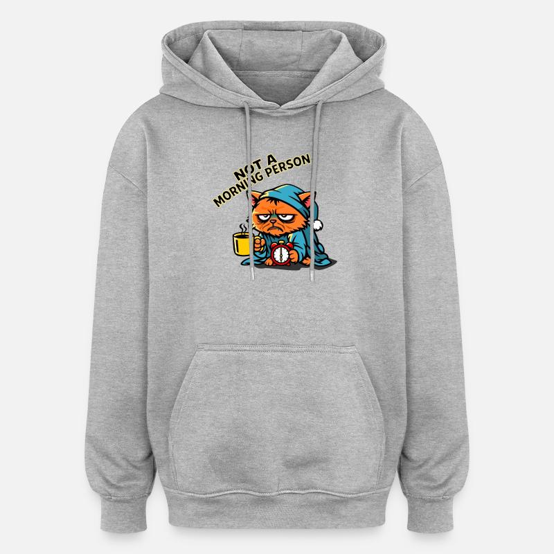Katzenmuffel im Morgenmantel - Sweat à capuche oversize unisexe - gris chiné